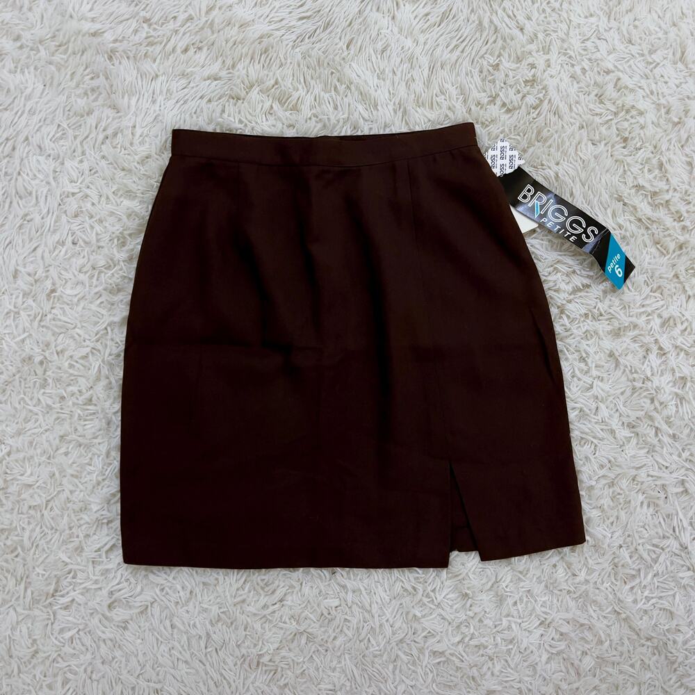 Vintage 1990s Briggs New York Petite Brown Mini Skirt 26" Waist BNWT